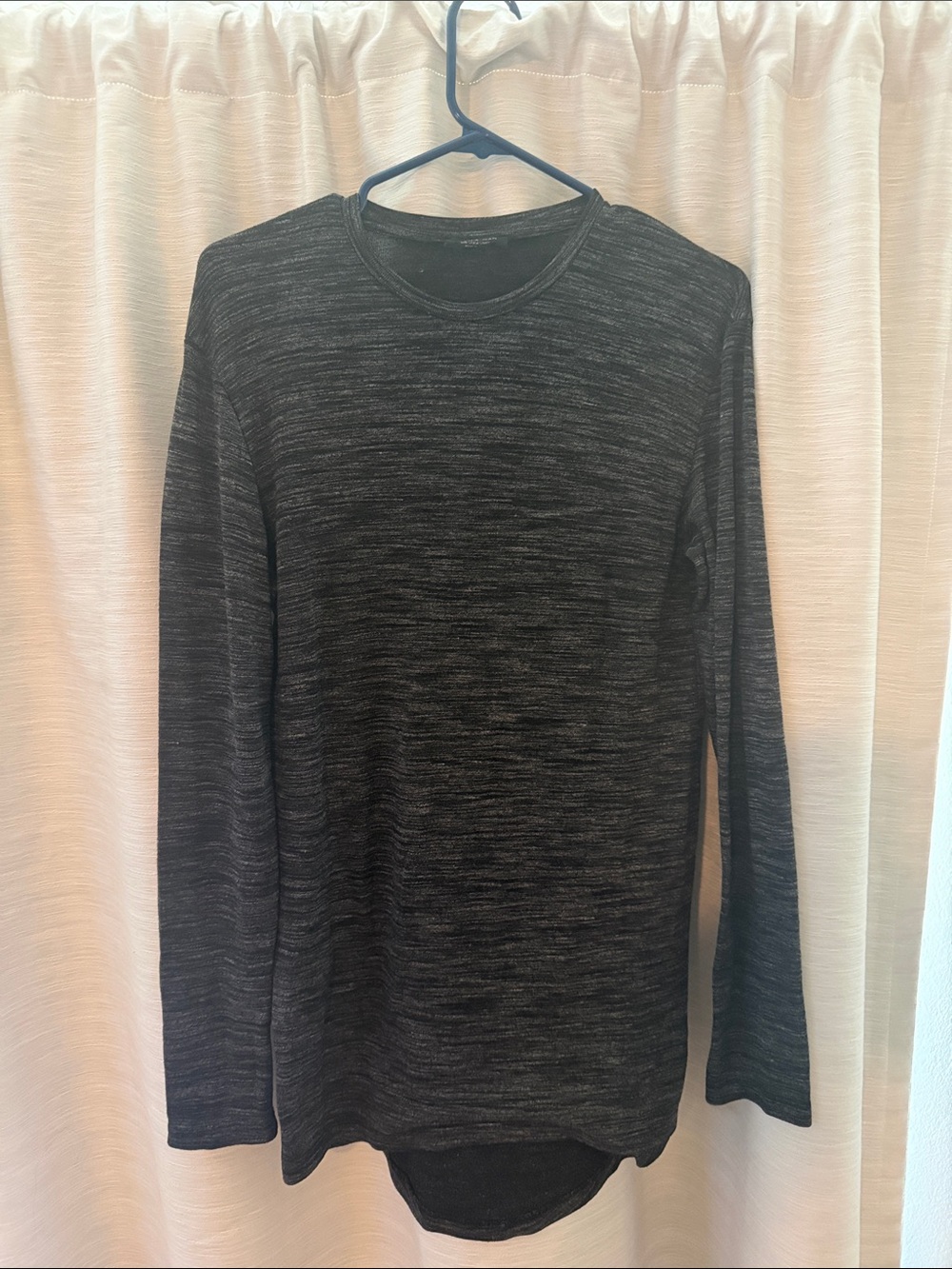 Men's Long Sleeve Crewneck Knit Shirt - Heathered Black - Small